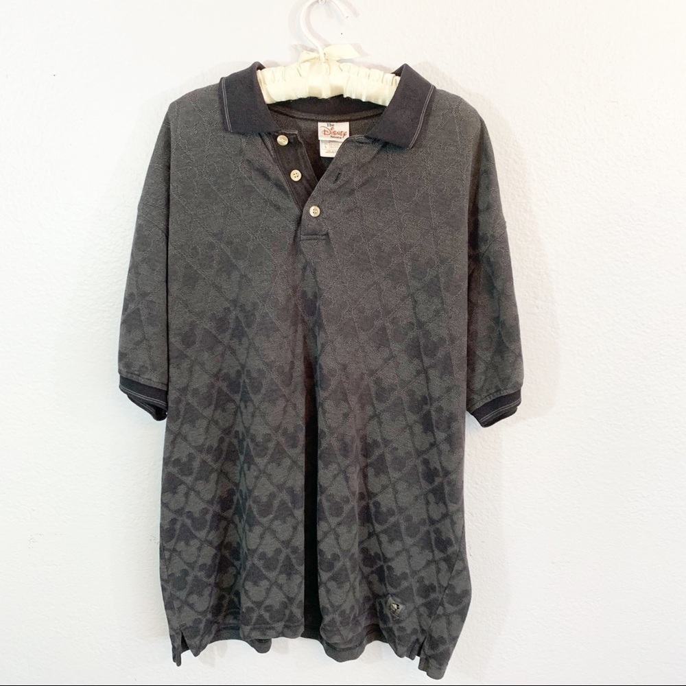 Vtg The Disney Store Woven Jacquard Mickey Polo
